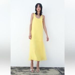Zara SEMI-SHEER KNIT DRESS. Yellow. Size S. New with Tags.